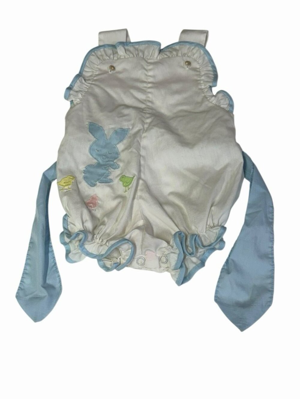 Vintage Betti Terrell 6-9M Baby Romper Embroidered Applique Bunny Rabbits Easter